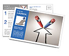 Red and blue pencils together for a common goal Postcard Template