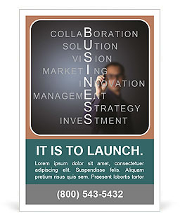 Businessman writes a word and its derivatives business Ad Template