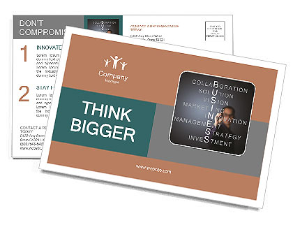 Businessman writes a word and its derivatives business Postcard Template