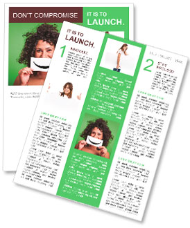 Curly girl holding a sign with a smile Newsletter Template