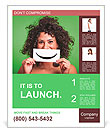 Curly girl holding a sign with a smile Poster Template