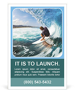 Surfer on the crest of a wave Ad Template