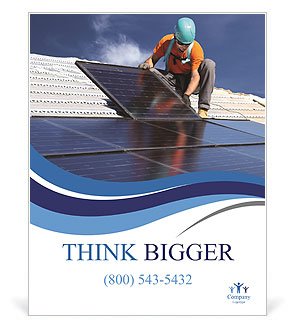 Workers install a solar panel Poster Template