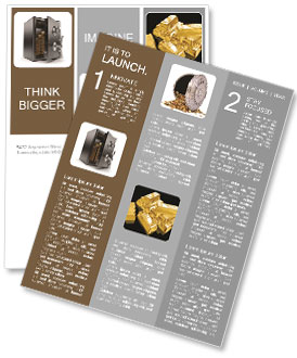 Gold bars inside the safe on a white background Newsletter Template