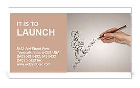Hand drawing of a man who climbs the stairs Business Card Template