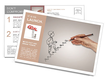 Hand drawing of a man who climbs the stairs Postcard Template