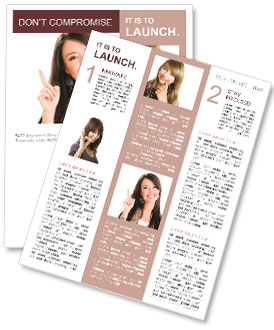 Beautiful girl points finger up Newsletter Template