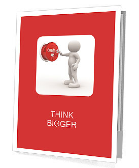The image of a man and a button contact-us Presentation Folder