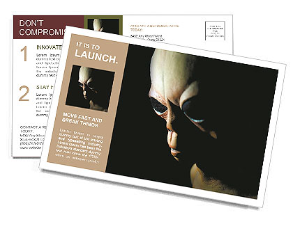 Alien UFO on a black background Postcard Template
