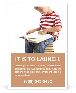 Child sitting on the books of knowledge Ad Template