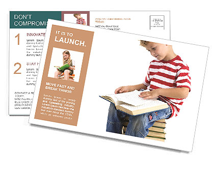 Child sitting on the books of knowledge Postcard Template
