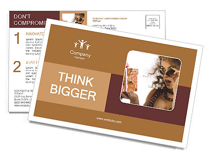 Glamorous girl holding a gift in hand Postcard Template