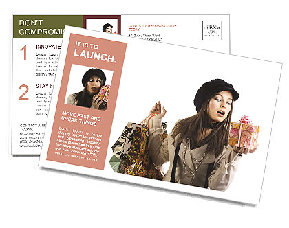A girl holding a gift in hand Postcard Template