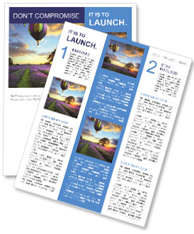 Multi-colored balloons on a background of a sunset Newsletter Template
