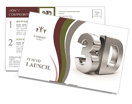 Metallic 3d word Postcard Template