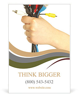 A lot of computer cables in hand Ad Template