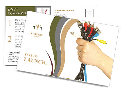 A lot of computer cables in hand Postcard Template