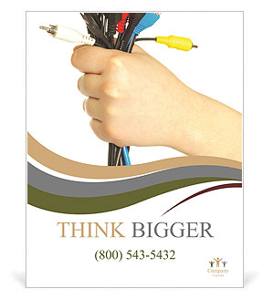 A lot of computer cables in hand Poster Template