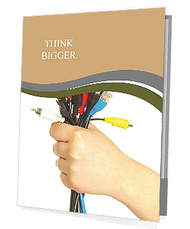 A lot of computer cables in hand Presentation Folder