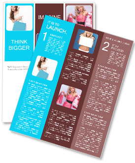 Beautiful girl looks out from behind the presentation Newsletter Template