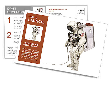 Astronaut on the background of the USA flag Postcard Template