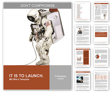 Astronaut on the background of the USA flag Word Template