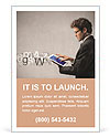 Young businessman working on a tablet Ad Template