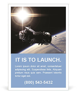 Spaceship on the background of the earth satellite Ad Template