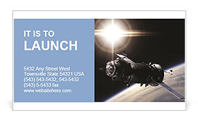 Spaceship on the background of the earth satellite Business Card Template