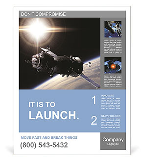 Spaceship on the background of the earth satellite Poster Template