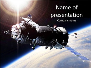 Spaceship on the background of the earth satellite PowerPoint Template