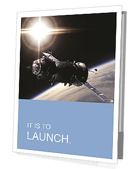 Spaceship on the background of the earth satellite Presentation Folder