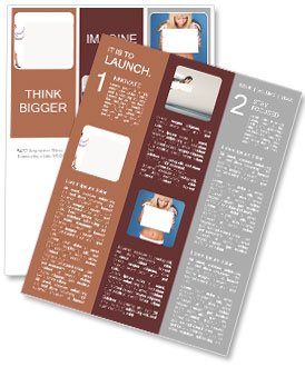 Business woman pushing the title of the presentation Newsletter Template