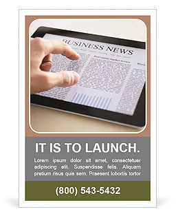 The hand turns the news on the tablet Ad Template