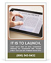 The hand turns the news on the tablet Ad Template