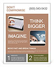 The hand turns the news on the tablet Flyer Template