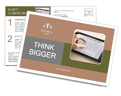 The hand turns the news on the tablet Postcard Template