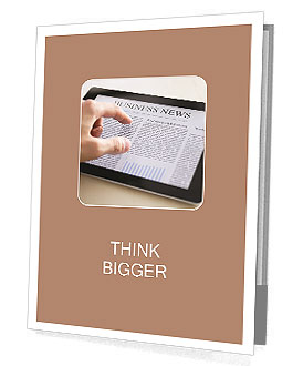 The hand turns the news on the tablet Presentation Folder