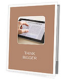 The hand turns the news on the tablet Presentation Folder