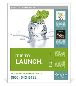 Melting ice cube and plant Poster Template