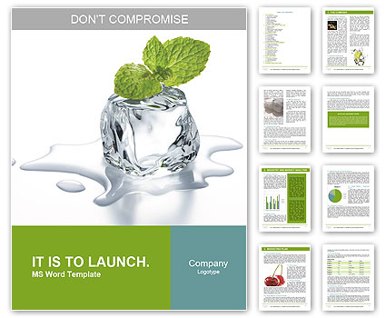 Melting ice cube and plant Word Template