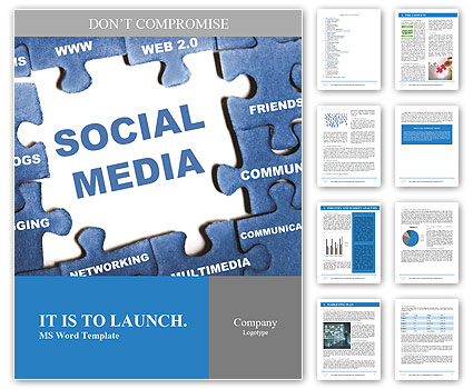 Social media blue puzzle Word Template