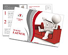 3D human sitting on a red couch Postcard Template