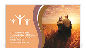 Elderly couple admiring the sunset Business Card Template