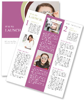 Phoropter Eye Test For Young Girl With A Smile On Her Face Newsletter Template