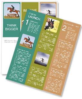 Cross Country Horse Riding: Woman Jumps Over Log Obstacle With Her Horse Newsletter Template