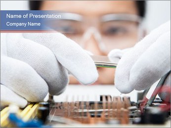 Professional Computer Engineers Conducting Equipment Inspection And Analysis. PowerPoint Template