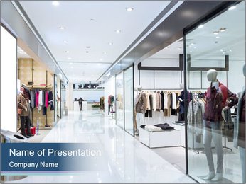 A woman is walking through a clothing store PowerPoint Template