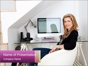 Home-Based Young Photographer With Camera Equipment At Desk PowerPoint Template