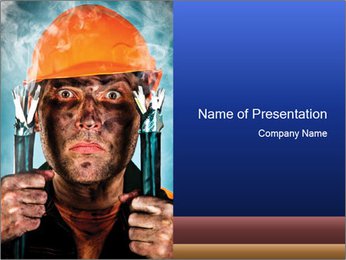 Shocked Electrician Man Experiences Electric Shock: A Cautionary Tale. PowerPoint Template